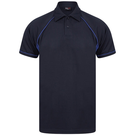 Navy-Royal Blue - Front - Finden And Hales Mens Performance Piped Polo Shirt
