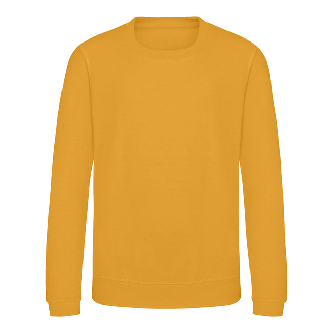 Mustard Yellow - Front - AWDis Just Hoods Childrens-Kids Sweatshirt