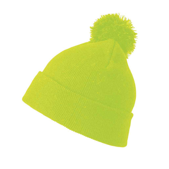 Fluorescent Yellow - Back - Result Core Pom Pom Beanie