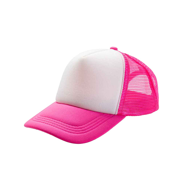 Super Pink-White - Back - Result Core Half Mesh Truckers Cap