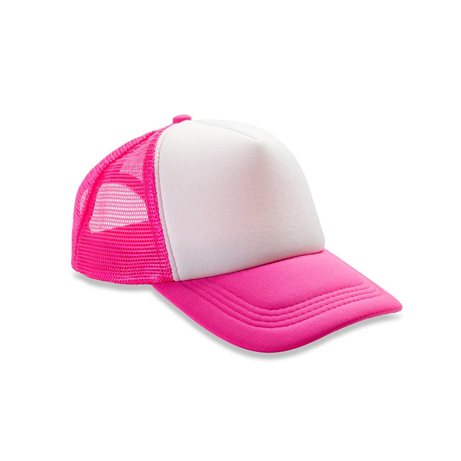 Super Pink-White - Front - Result Core Half Mesh Truckers Cap