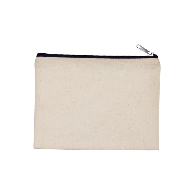 Natural-Black - Front - Kimood Medium Cotton Canvas Pouch