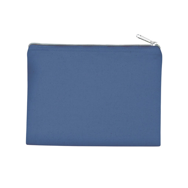 Dusty Blue-Silver - Front - Kimood Medium Cotton Canvas Pouch