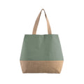 Dusty Light Green-Natural - Front - Kimood Canvas And Jute Shopper Bag
