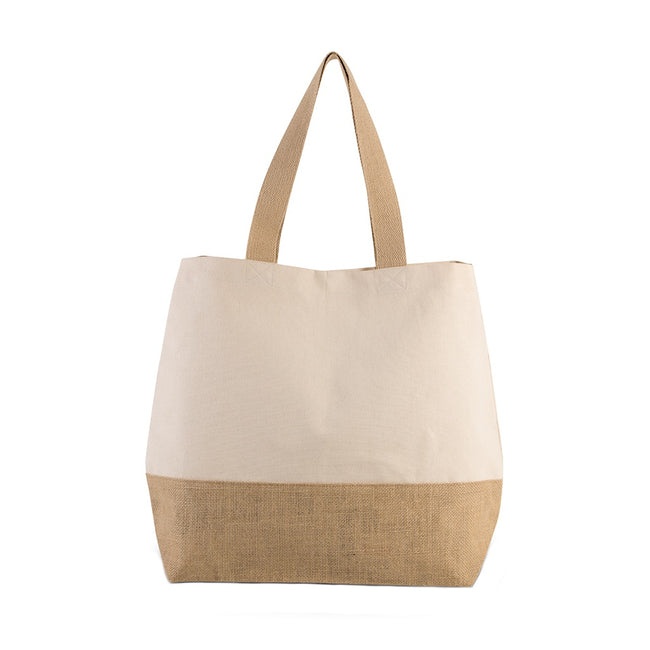 Natural-Natural - Front - Kimood Canvas And Jute Shopper Bag