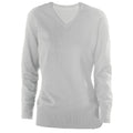 Grey Melange - Front - Kariban Womens-Ladies Cotton Acrylic V Neck Sweater