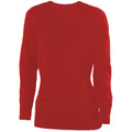 Red - Front - Kariban Womens-Ladies Cotton Acrylic V Neck Sweater