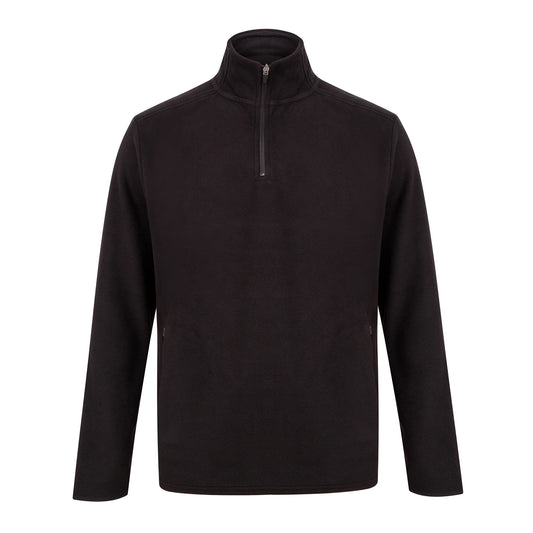 Black - Front - Henbury Mens Zip Neck Micro Fleece Top