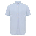 Blue - Front - Henbury Mens Modern Short Sleeve Slim Fit Oxford Shirt