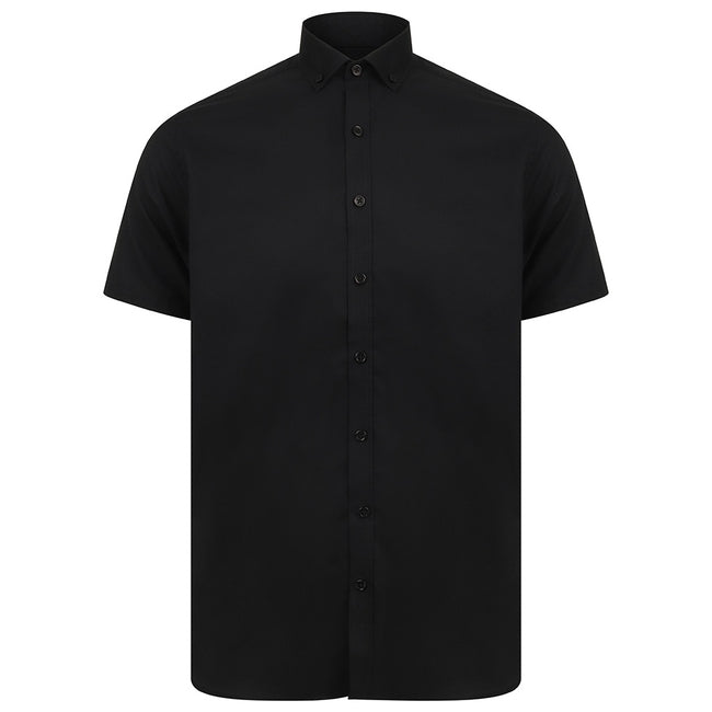 Black - Front - Henbury Mens Modern Short Sleeve Slim Fit Oxford Shirt
