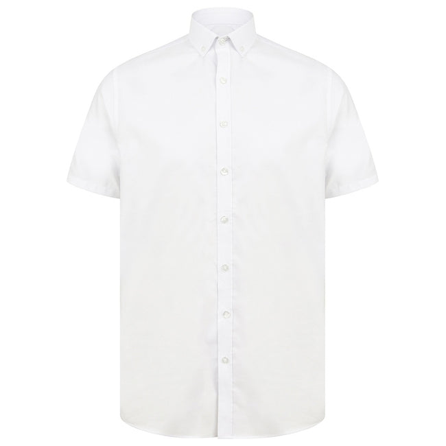 White - Front - Henbury Mens Modern Short Sleeve Slim Fit Oxford Shirt