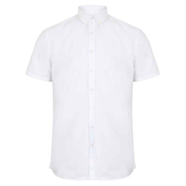 White - Front - Henbury Mens Modern Short Sleeve Oxford Shirt