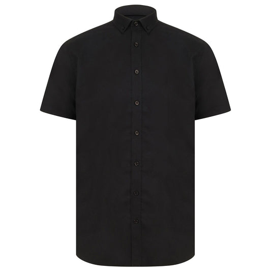 Black - Front - Henbury Mens Modern Short Sleeve Oxford Shirt