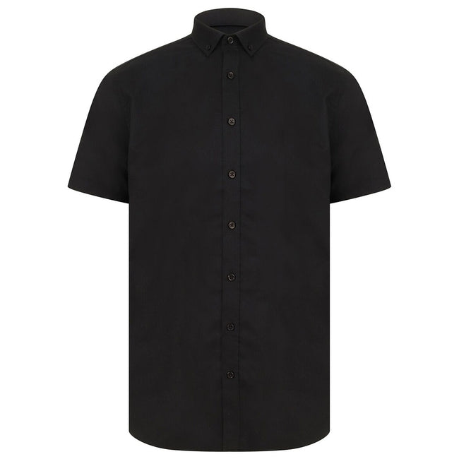 Black - Front - Henbury Mens Modern Short Sleeve Oxford Shirt