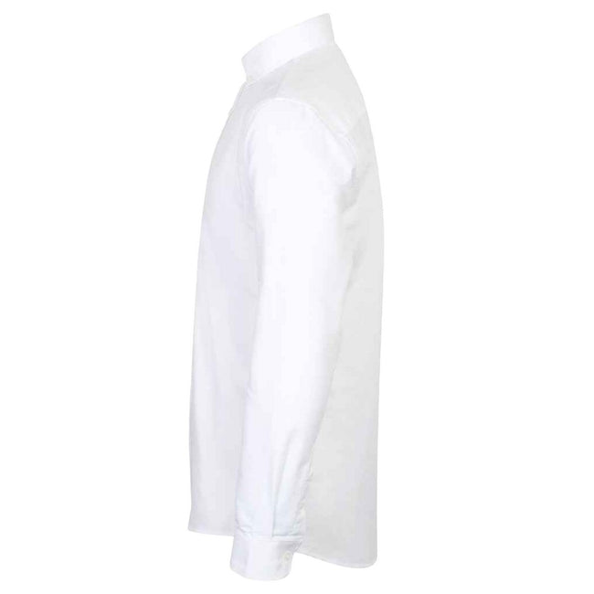 White - Side - Henbury Mens Modern Long Sleeve Slim Fit Oxford Shirt