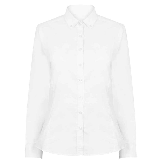 White - Front - Henbury Womens-Ladies Modern Long Sleeve Oxford Shirt