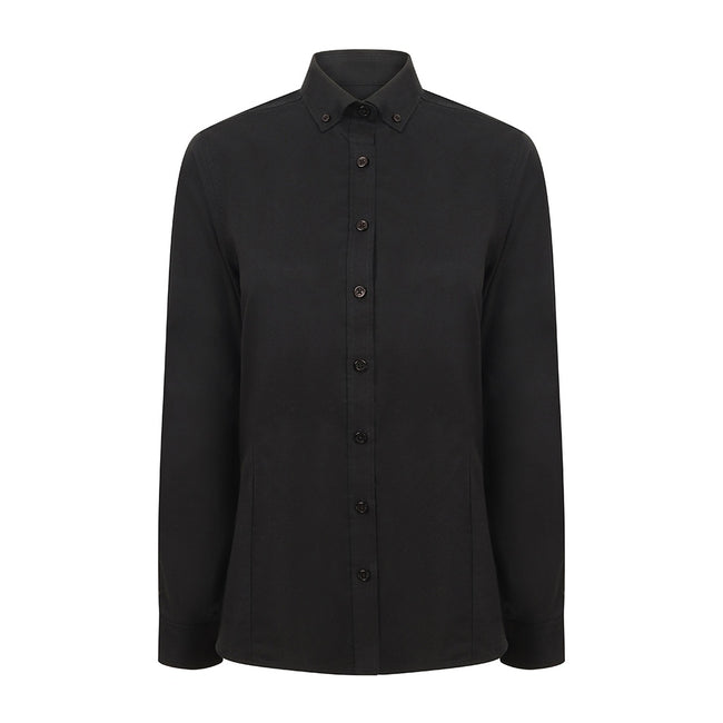 Black - Front - Henbury Womens-Ladies Modern Long Sleeve Oxford Shirt