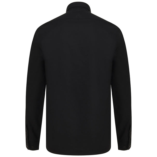 Black - Back - Henbury Mens Modern Long Sleeve Oxford Shirt