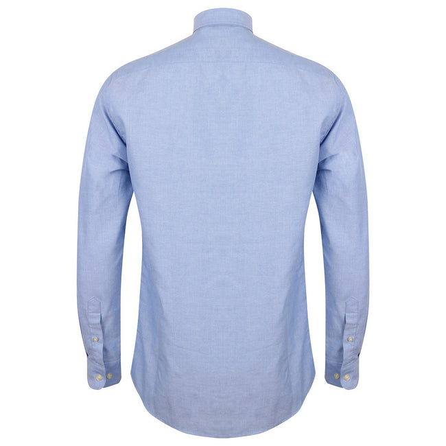 Blue - Back - Henbury Mens Modern Long Sleeve Oxford Shirt