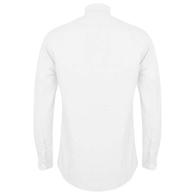 White - Back - Henbury Mens Modern Long Sleeve Oxford Shirt