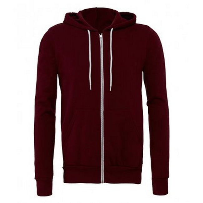 Maroon - Front - Bella + Canvas Adults Unisex Full Zip Hoodie