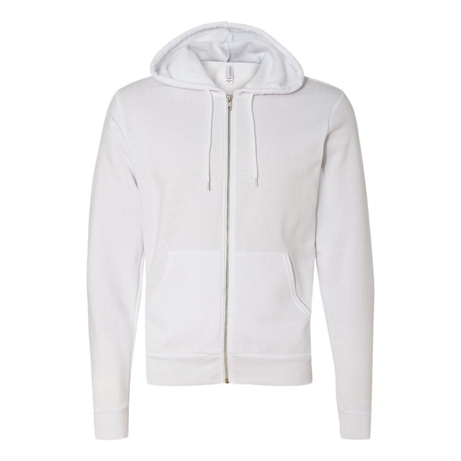 White - Front - Bella + Canvas Adults Unisex Full Zip Hoodie