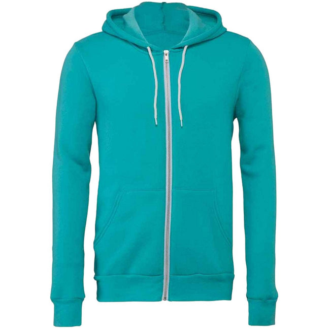 Teal - Front - Bella + Canvas Adults Unisex Full Zip Hoodie