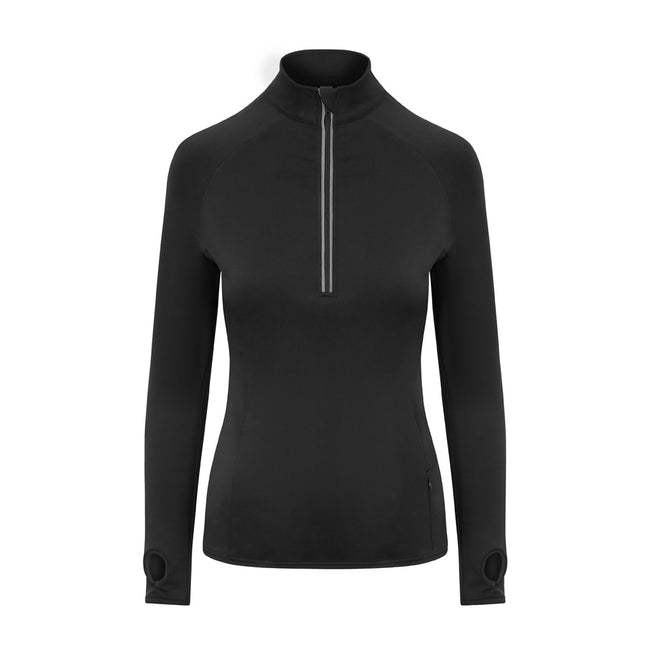 Jet Black - Front - AWDis Just Cool Womens-Ladies Cool-Flex Half Zip Top