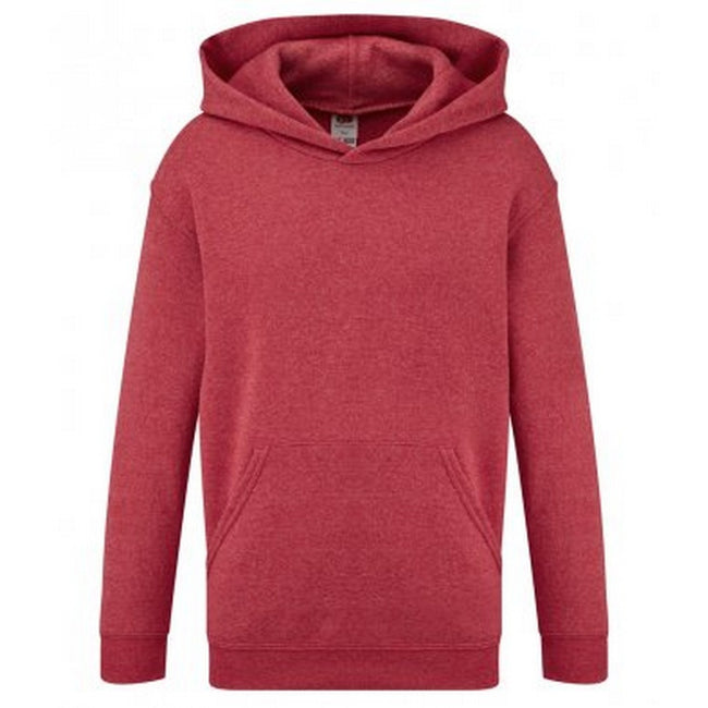 Heather Red - Front - Fruit of the Loom Childrens-Kids Classic Hooded Sweatshirt