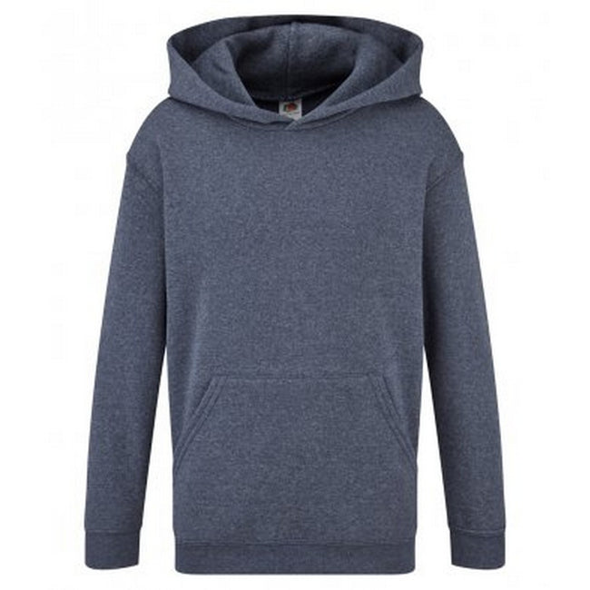 Heather Navy - Front - Fruit of the Loom Childrens-Kids Classic Hooded Sweatshirt