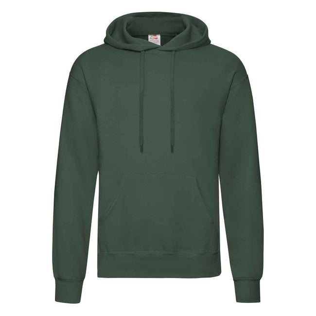 Bottle Green - Front - Fruit Of The Loom Adults Unisex Classic Hooded Sweatshirt