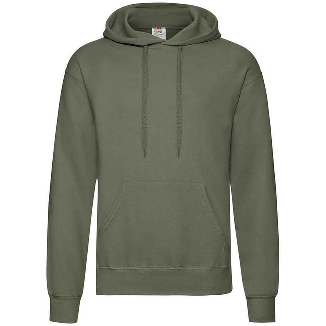 Classic Olive - Front - Fruit Of The Loom Adults Unisex Classic Hooded Sweatshirt