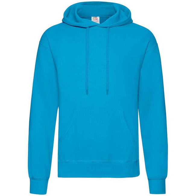 Azure - Front - Fruit Of The Loom Adults Unisex Classic Hooded Sweatshirt