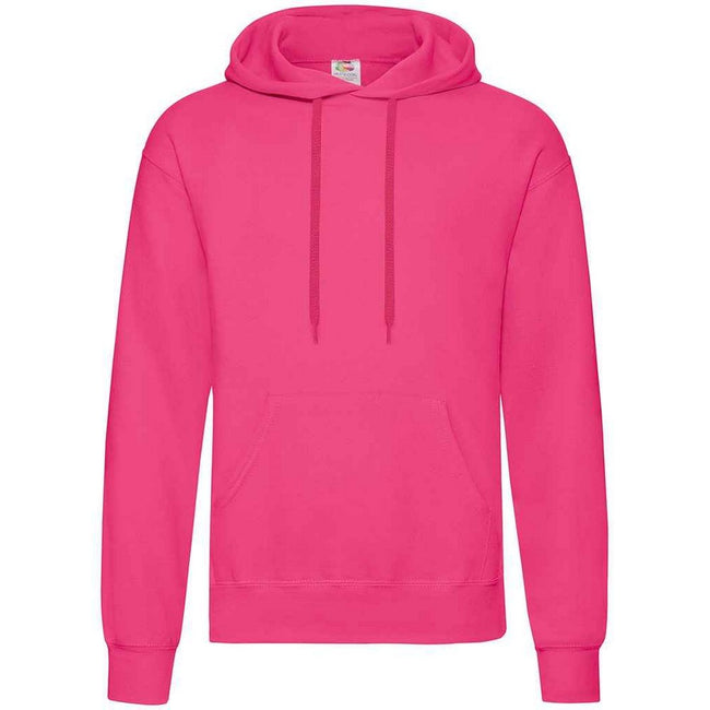 Fuchsia - Front - Fruit Of The Loom Adults Unisex Classic Hooded Sweatshirt