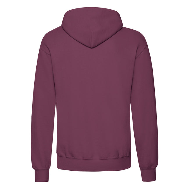 Burgundy - Back - Fruit Of The Loom Adults Unisex Classic Hooded Sweatshirt
