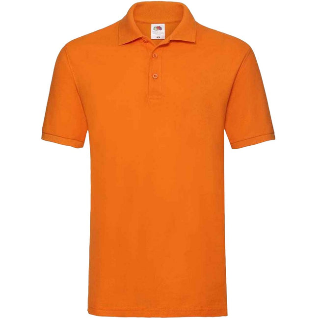 Orange - Front - Fruit of the Loom Mens Premium Cotton Pique Polo Shirt