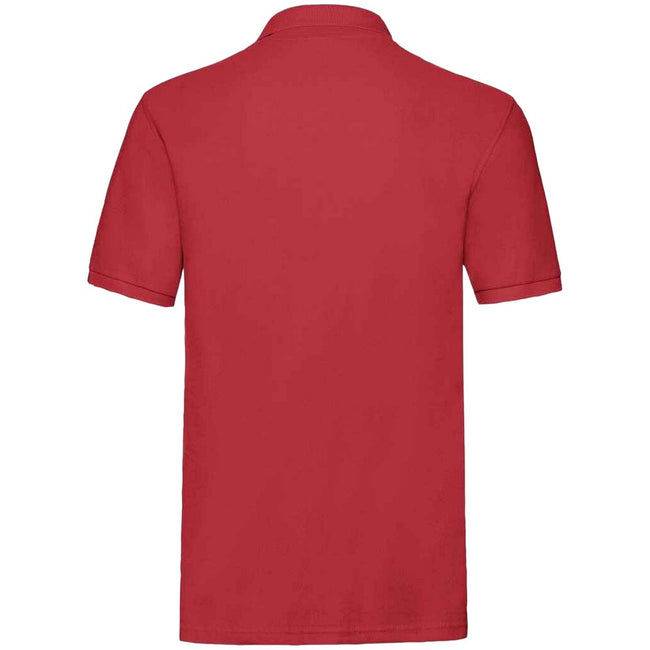 Red - Back - Fruit of the Loom Mens Premium Cotton Pique Polo Shirt