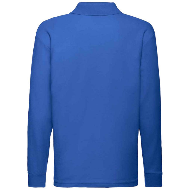 Royal Blue - Back - Fruit Of The Loom Childrens-Kids Long Sleeve Pique Polo Shirt