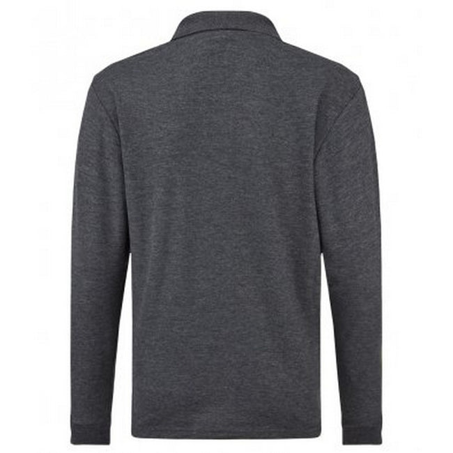 Dark Heather - Back - Fruit Of The Loom Childrens-Kids Long Sleeve Pique Polo Shirt