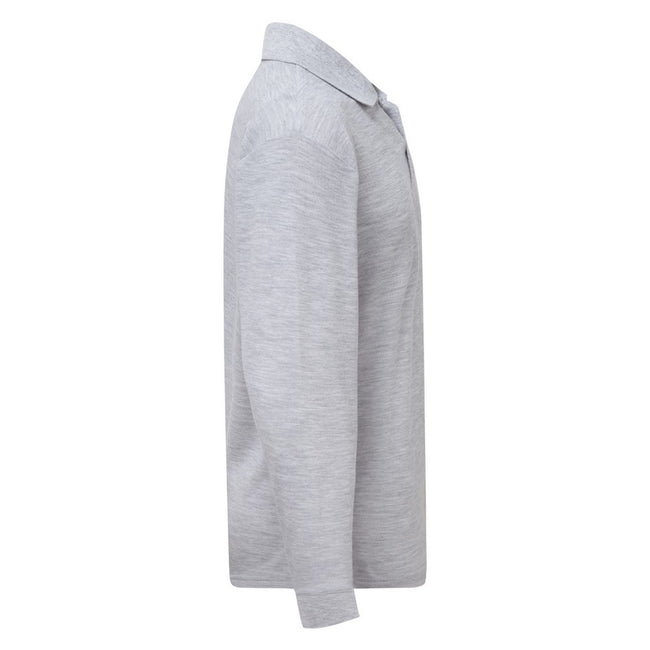 Heather Grey - Side - Fruit Of The Loom Childrens-Kids Long Sleeve Pique Polo Shirt