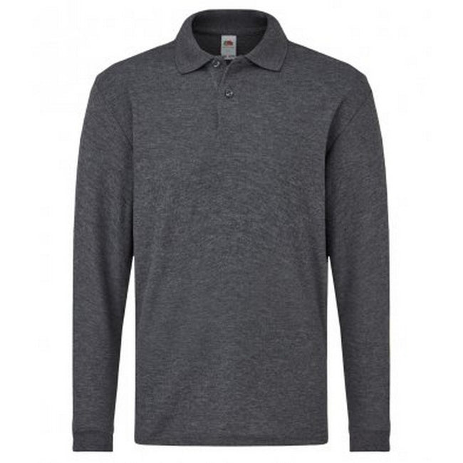 Dark Heather - Front - Fruit Of The Loom Childrens-Kids Long Sleeve Pique Polo Shirt