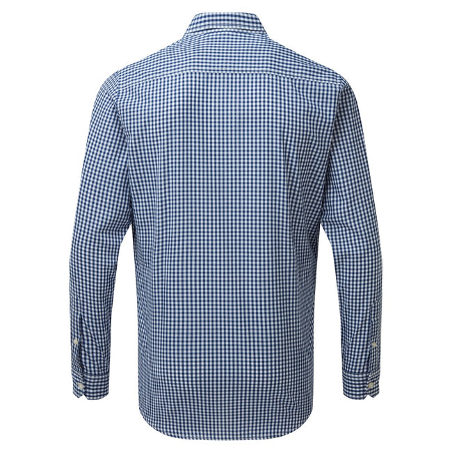 Navy-White - Back - Premier Mens Maxton Check Long Sleeve Shirt
