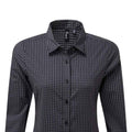 Steel-Black - Back - Premier Womens-Ladies Maxton Check Long Sleeve Shirt