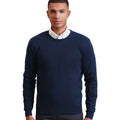 Navy - Back - Premier Adults Unisex Cotton Rich Crew Neck Sweater