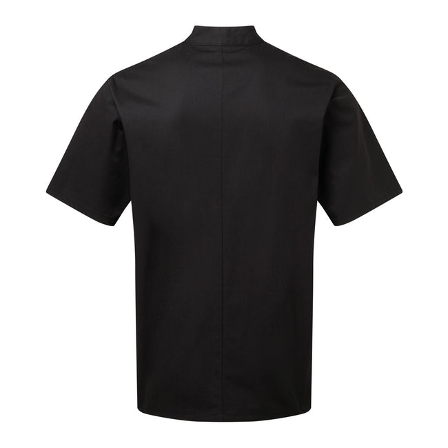 Black - Back - Premier Adults Unisex Essential Short Sleeve Chefs Jacket