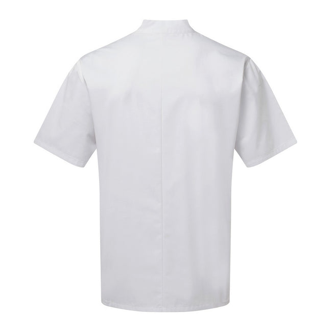 White - Back - Premier Adults Unisex Essential Short Sleeve Chefs Jacket