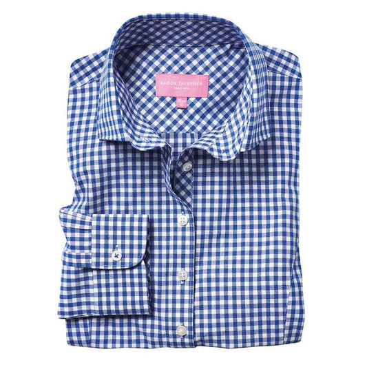 Blue - Front - Brook Taverner Womens-Ladies Kansas Gingham Long Sleeve Shirt