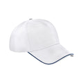 White-French Navy - Front - Beechfield Authentic Piped 5 Panel Cap