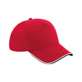 Classic Red-Black-White - Front - Beechfield Authentic Piped 5 Panel Cap