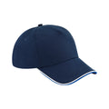 French Navy-Bright Royal-White - Front - Beechfield Authentic Piped 5 Panel Cap